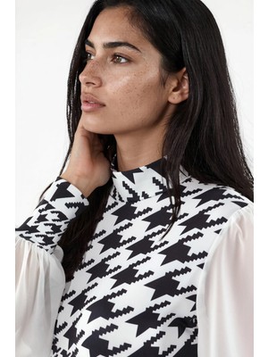 Hiccup Kadınlar Msn Geometrik Desenli Bodycon Midi Elbise Çok Renkli