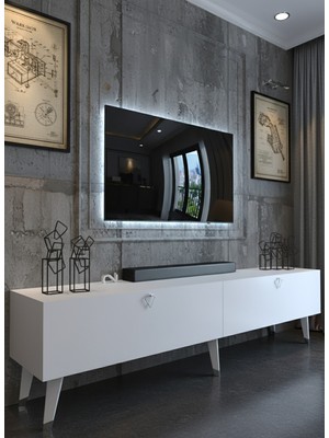 Online Fırsat Mutlu Ol Mutlu Kal Karnaval Tv Sehpası 150 cm - Beyaz - SA3-1503-1