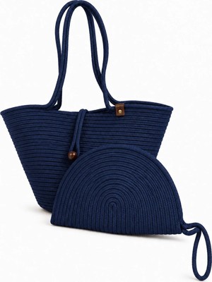MaVaux Rio Havana Omuz Çantası + Moss Clutch 2'li Kadın Hasır Omuz Çantası ve Fermuarlı El Çantası Seti Plaj, Günlük, Tatil Kullanımına Uygun Şık Tasarım Büyük Boy Çanta