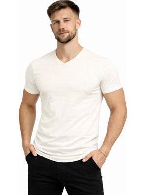 Axxel Erkek Pamuk Likralı Süprem V Yaka Kısa KOLLU-T-SHIRT-D231