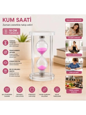 Freedom Storee Küçük Boy Cam Standlı Kum Saati - 10 cm Yükseklik - Dekoratif Süs Eşyası