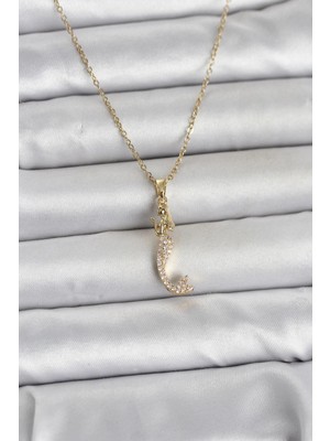 Marsilyan 316L Çelik Zincir Gold Renk Zirkon Taşlı Deniz Kızı Model Kadın Kolye 5886