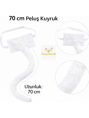 Belle Fusion Mey Ithalat® Beyaz Peluş Kuyruk Şekil Verilebilir 70 cm