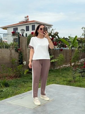 Freedom Storee Kadın Modal Dokulu Kumaş Yanı Şeritli Takım