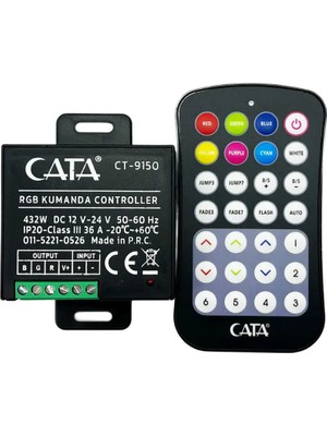Cata CT-9150 RGB Şerit LED Kumandası 36A Uzaktan Kumanda ile Yüksek Parlaklık ve Kontrol
