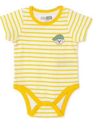 TeknoKapsül Ebebek Hello Baby Hellobaby Erkek Bebek Body Çizgili Çıtçıtlı Çıtçıtlı Yaka Kısa Kol