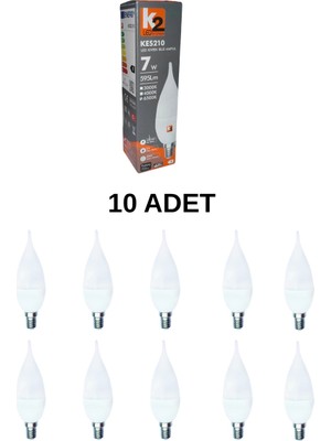 Kendal Elektrik K2 KES210 LED Kıvrık Buji Ampul Beyaz Işık E14 Duy - 10’lu Paket