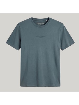 Jack & Jones Erkek Nakis Detayli Relaxed Fit Bisiklet Yaka Tisört - Lines