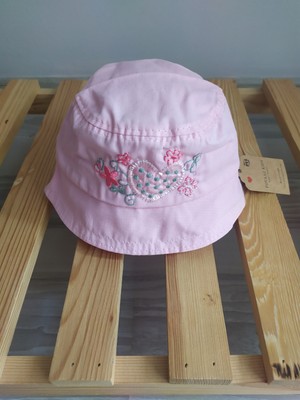 Minilka Bebe Bebek Pamuklu Bucket Şapka Çiçek Nakışlı Arkası Ipli Ayarlanabilir (Ürün Çok Dar Kalıp GENIŞLIK:44CM)
