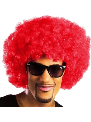 Belle Fusion Mey Ithalat® Kırmızı Renk Kıvırcık Afro Bonus Peruk