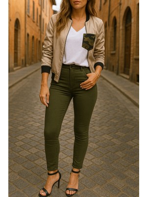 Pomeya  Gabardin Kumaş Yüksek Bel Pantolon 90 cm 4XLBEL40CM