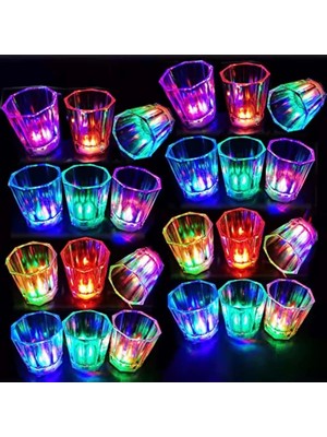 Uzman Toptan Mey Ithalat® Renkli LED Parlayan Fiber Optik Glow Işıklı Bardak 5,5 x 5,5 cm (Adet Fiyatıdır)