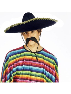 Belle Fusion Mey Ithalat® Sombrero Meksika Şapkası Mariachi Altın Şeritli Yetişkin Boy