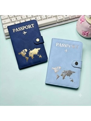 Beypa Pasaport Kılıfı Harita Desenli-Tokalı Çift 2 Li