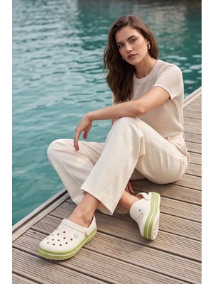 Liarca Easystep - Ekru - Yeşil Hafif Eva Sabo Terlik, Ergonomik Tabanlı Nefes Alabilen Islak Zemin Uyumlu Kemerli Hastane, Plaj, Ev ve Günlük Kullanım Terliği - Clog Sandalet