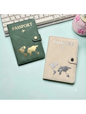 Beypa Pasaport Kılıfı Harita Desenli-Tokalı Çift 2 Li