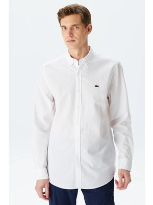 Lacoste Men's Regular Fit Shirt Organik Pamuk Erkek Gömlek Beyaz