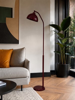 Avizade Amber Bordo Metal Premium Tasarım Hareketli Başlıklı Şapkalı Ayaklı Lambader E27 Duy Uyumlu Modern Minimalist Dekoratif Zemin Lambası Salon Oturma Odası Yatak Odası Köşe Okuma Lambası