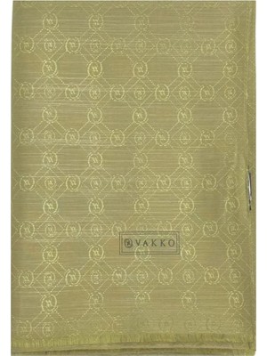 Vakko Pamuk Ipek Monogram Şal 40752-HAKI