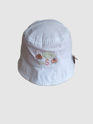 Minilka Bebe Pamuklu Nakışlı Bebek Bucket Şapka Little Boys Arkası Ipli Ayarlanabilir  (Ürün Çok Dar Kalıp GENIŞLIK:52CM -5-8YAŞ/44CM 0-2 Yaş)