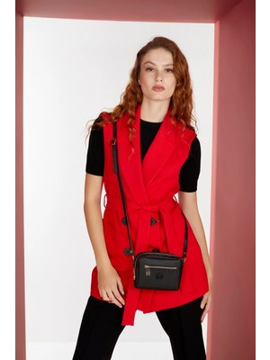 TeknoKapsül Pierre Cardin Yeni Siyah Print Kadın Omuz Çantası 05PO22Y1566
