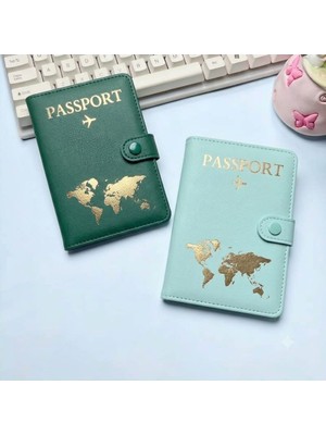 Beypa Pasaport Kılıfı Harita Desenli-Tokalı Çift 2 Li