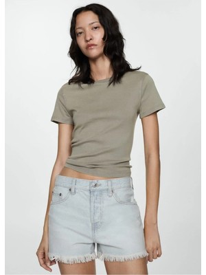 TeknoKapsül Mango Paçaları Dikişsiz Denim Şort