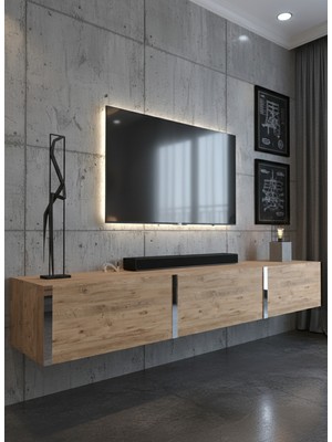 Online Fırsat Mutlu Ol Mutlu Kal Karnaval Duvara Monte Tv Sehpası 150 cm Silver - Çam - SDM-1501-6