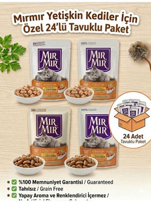 Mır mır Mırmır Pouch Premium Tahılsız Yaş Kedi Maması 85 gr x 24 Adet Tavuklu Kedi Konservesi