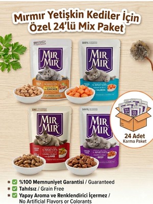 Mır mır Mırmır Pouch Premium Tahılsız Yaş Kedi Maması 85 gr x 24 Adet Karışık Kedi Konservesi