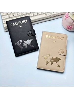 Beypa Pasaport Kılıfı Harita Desenli-Tokalı Çift 2 Li