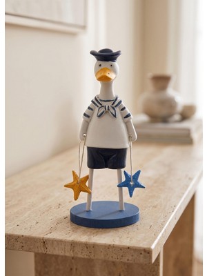 The Mia Retro Marin Denizci Ördek Deniz Yıldızı Obje 17 cm