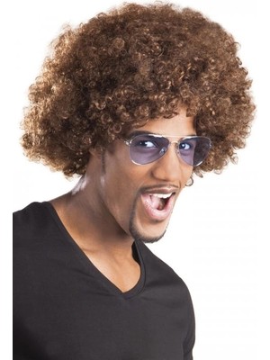 Uzman Toptan Mey Ithalat® Kahve Renk Kıvırcık Afro Bonus Peruk