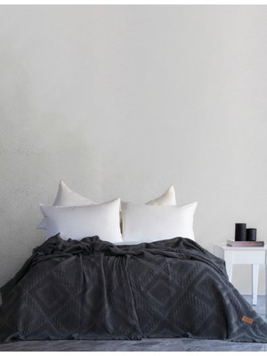 Dantela Carro %100 Pamuk Waffle Çift Kişilik Yatak Örtüsü & Pike 240x260 Cm Anrasit