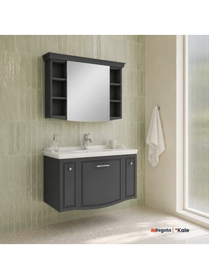 Kale Arte+ 100 cm Mat Antrasit Banyo Dolabı Takımı (Krom Kulp)