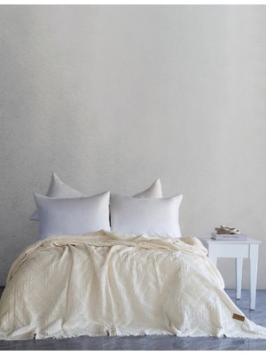 Dantela Carro %100 Pamuk Waffle Çift Kişilik Yatak Örtüsü & Pike 240x260 Cm Krem