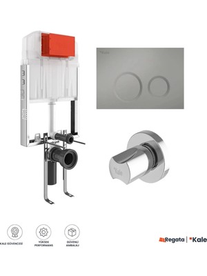 Kale Triton 3/6l Duvar Içi Gömme Rezervuar + Corro Mat Krom Panel + V100 Ankastre Stop Valf