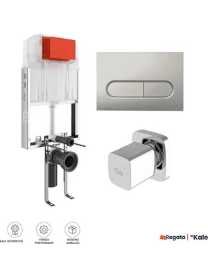 Kale Triton 3/6l Duvar Içi Gömme Rezervuar + Capsule Mat Krom Panel + V200 Ankastre Stop Valf