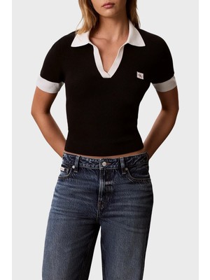 Calvin Klein Ss Sleek Interlock Emb Cropped T