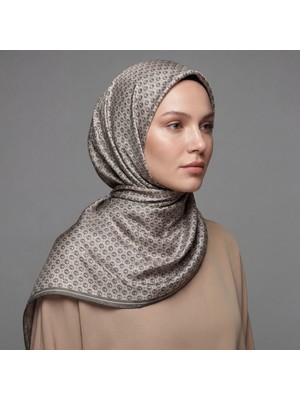 Klasik Halka Vizon ve Siyah Twill Ipek Eşarp