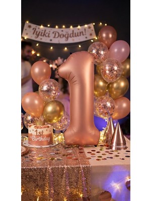 Çavuş E-Ticaret 1 Rakam Çikolata Karamel Folyo Balon 34 Inç 76-82 cm 1 Yaş Doğum Günü Folyo Balonu