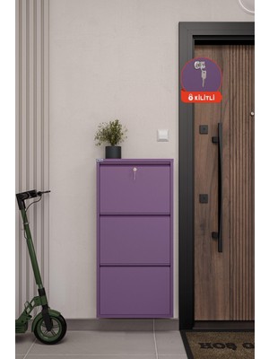 Ceha Kilitli 3'lü Metal Ayakkabılık - Mor