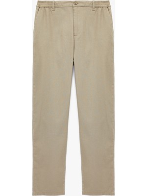 Koton Cepli Beli Lastikli Keten Karışımlı Slim Fit Pantolon