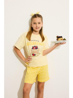 DeFacto %100 Pamuk Baskılı 2'li Ekru Pijama Takımı Kız Bebek H5508A826SM