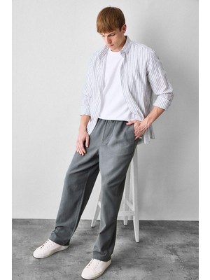 DeFacto %100 Pamuk Baggy Fit Elastik Bel Yeşil Pantolon G2592AX26AU