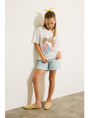 DeFacto %100 Pamuk Regular Fit Baskılı 2'li Pembe Pijama Takımı Kız Çocuk H5585A826SM