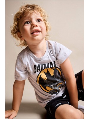 DeFacto Batman Lisanslı 2'li Pijama Gri Melanj Takımı Erkek Bebek H8147A526HS