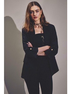 DeFacto Oversize Basic Siyah Blazer Ceket C3215AX26AU