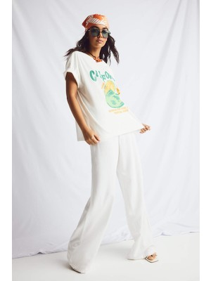 DeFacto Wide Leg Cepli Yüksek Bel Standart Boy Keten Karışımlı Pantolon F5024AX26SM
