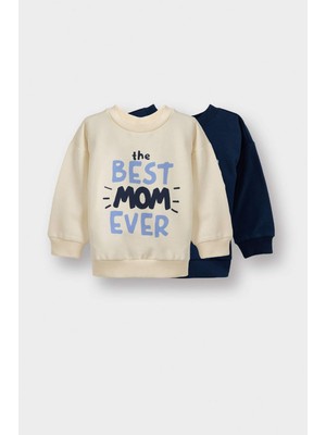 DeFacto Bisiklet Yaka Baskılı İçi Yumuşak Tüylü 2'li Sweatshirt Erkek Bebek G4283A525WN